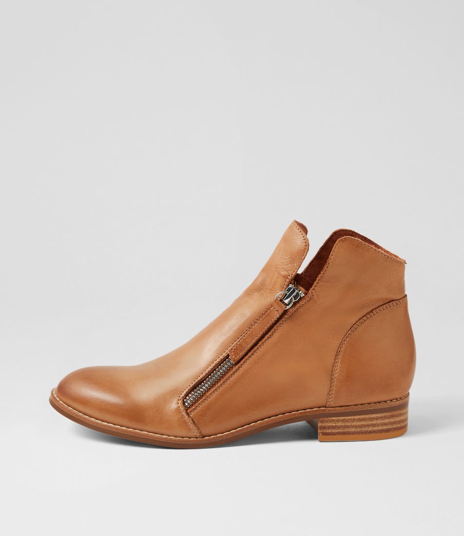 Norys Dark Tan Leather Ankle Boots