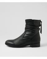 Newelos Black Leather Ankle Boots