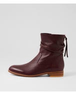 Newelos Burgundy Leather Ankle Boots