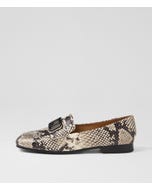 Paytime Black White Snake Leather Loafers