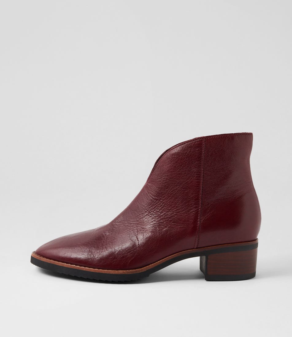 Talula Burgundy Leather Ankle Boots