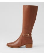 Tenrey New Cognac Leather Knee High Boots