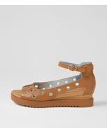Arizonas Dark Tan Denim Leather Sandals