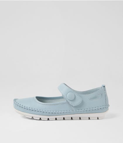 Bazzie Denim White Leather Ballet Flats