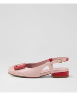 Brookes Pink New Red Leather Heels