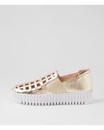 Blessa Pale Gold White Leather Sneakers