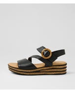 Charleen Black Leather Sandals