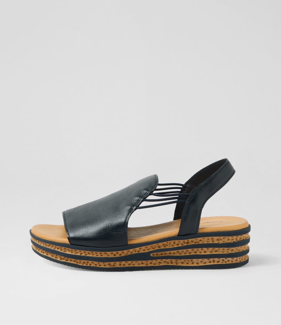 Cobra Navy Leather Sandals