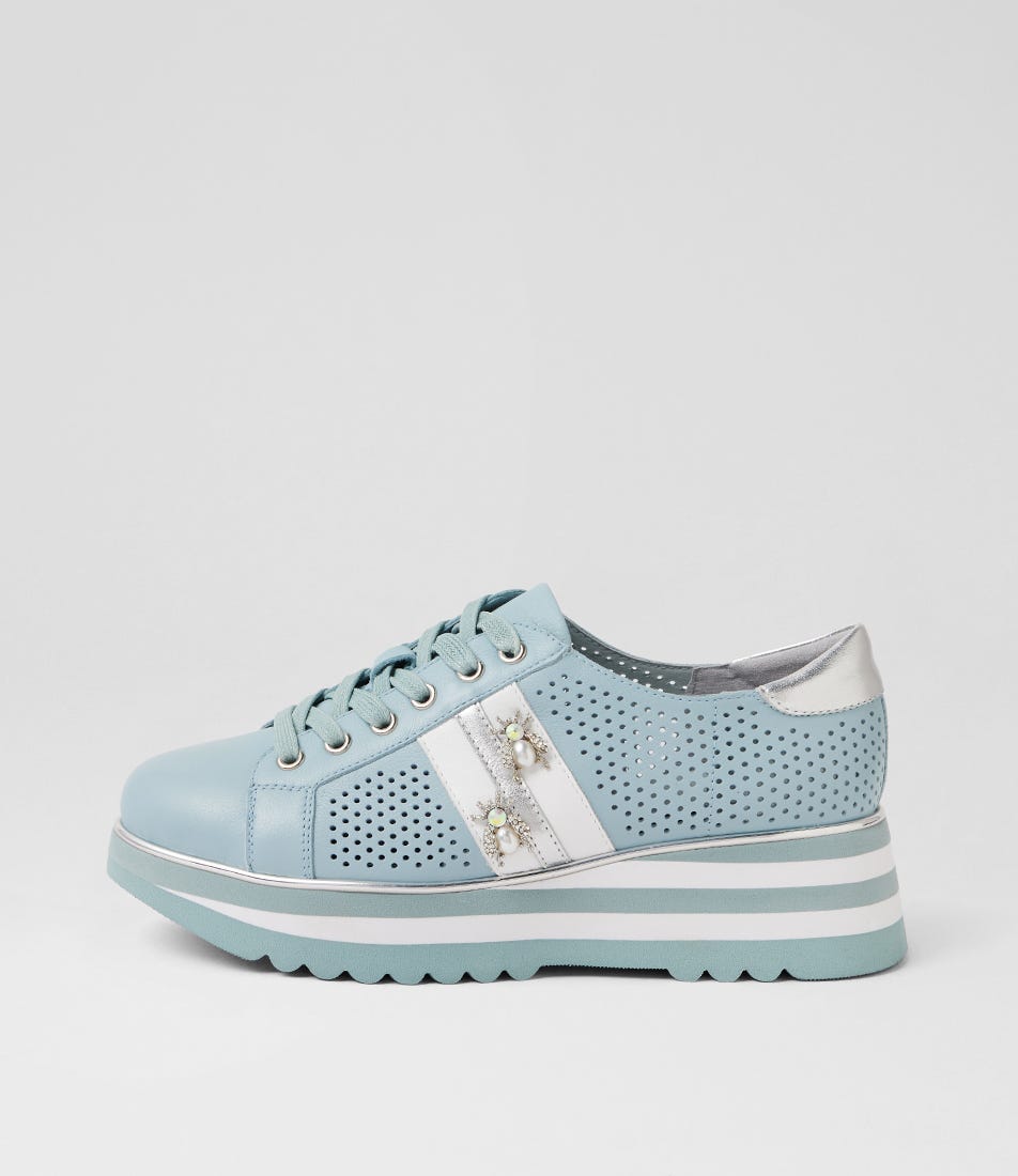 Eaglesy Denim Milk Multi Lace Up Flats