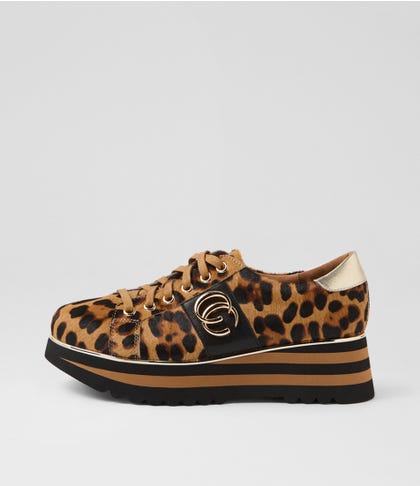 Edgey King Leopard Gold Multi Lace Up Flats
