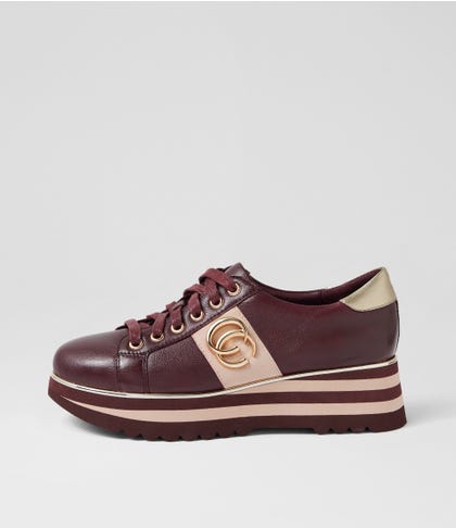Edgey Burgundy Nude Multi Lace Up Flats