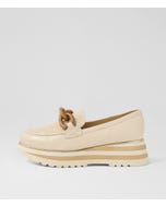 Eggey Milk Ivory Leather Synthetic Raffia Loafers