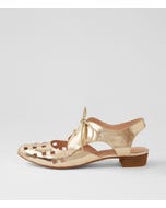 Eith Gold Shine Leather Lace Up Flats