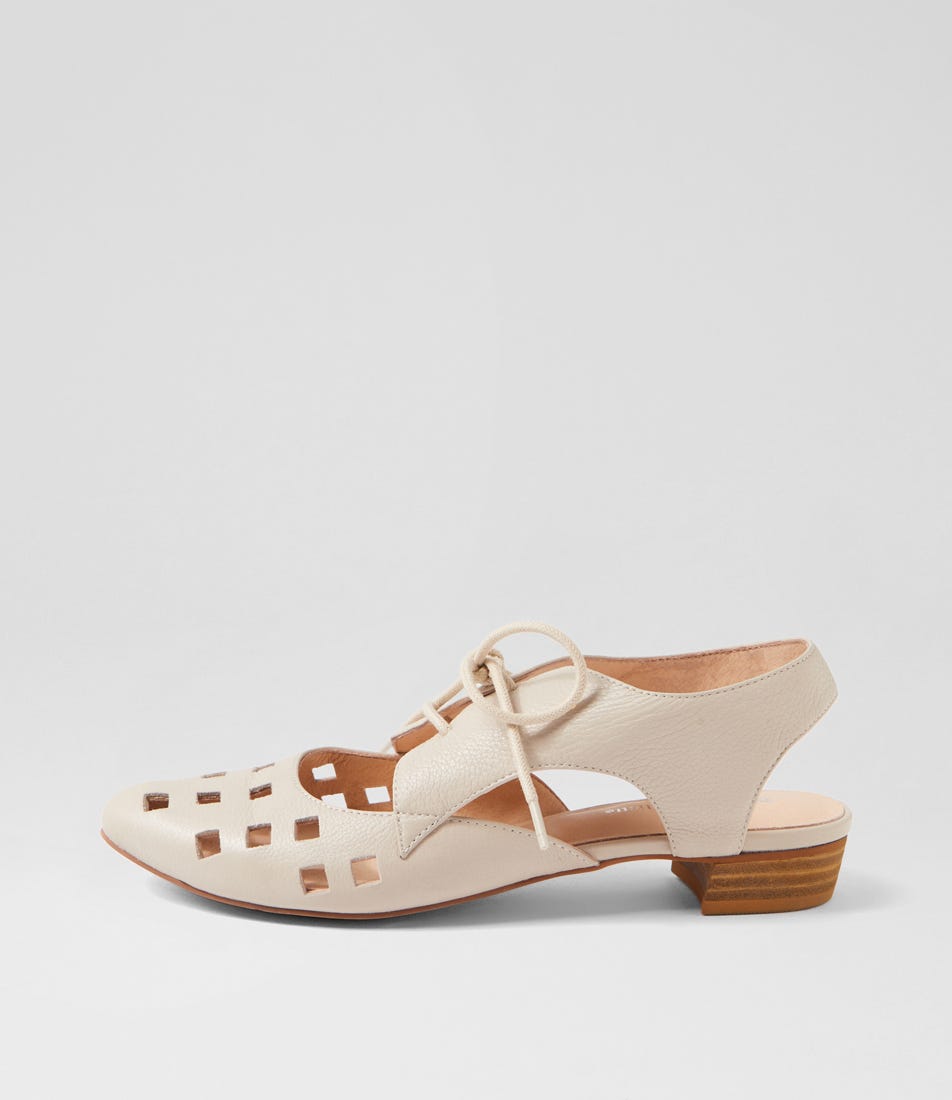 Eith Vanilla Leather Lace Up Flats