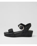 Farrin Black Soft Metallic Leather Sandals