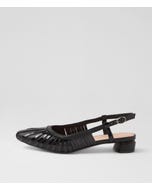 Fiala Black Leather Patent Flat Shoes