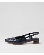 Fiala Navy Leather Patent Flat Shoes