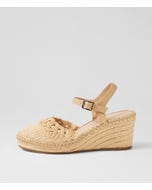Flory Natural Synthetic Raffia Leather Wedges