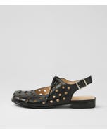 Gemma Black Leather Flat Shoes