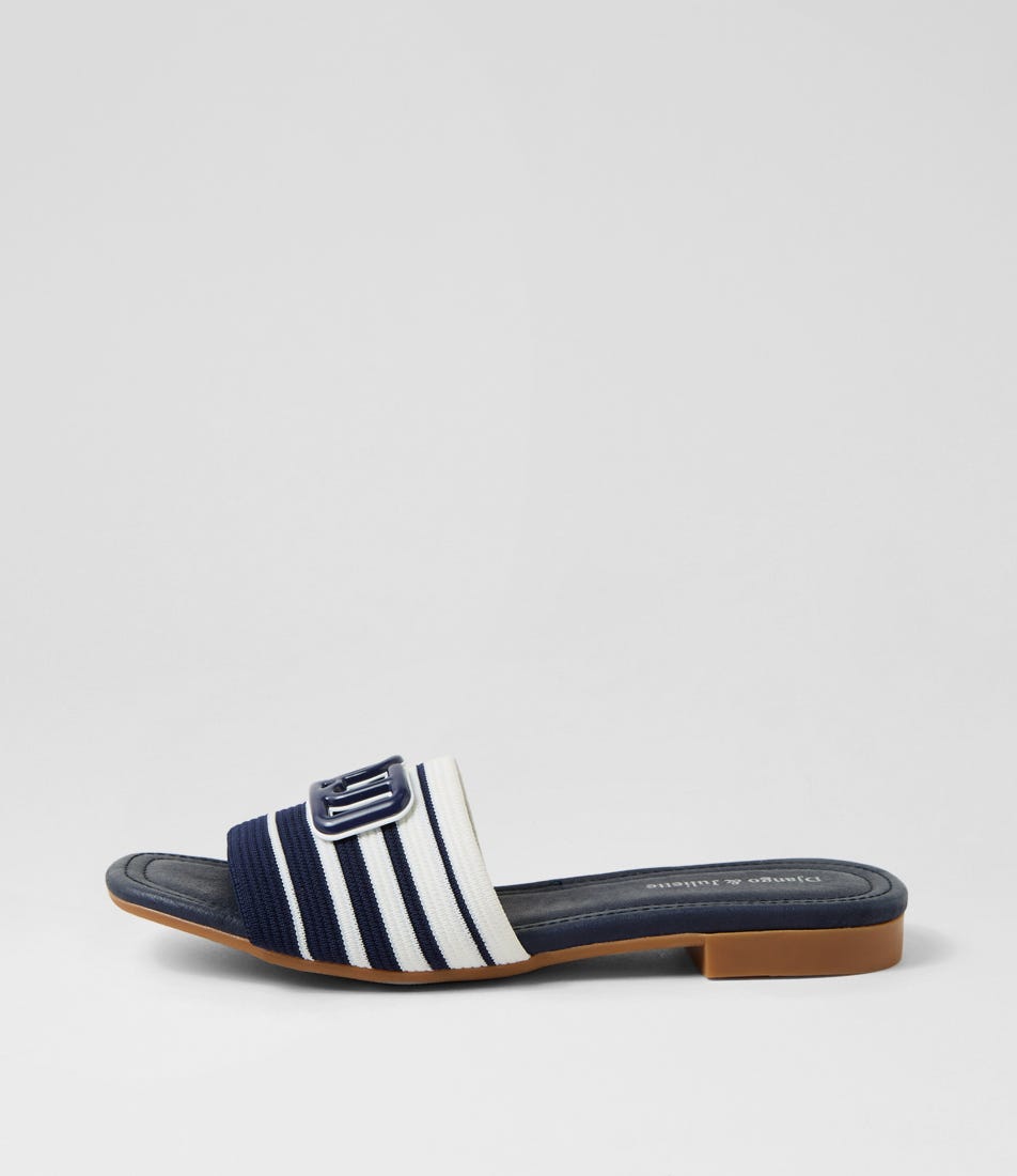 Goggie Navy White Fabric Sandals