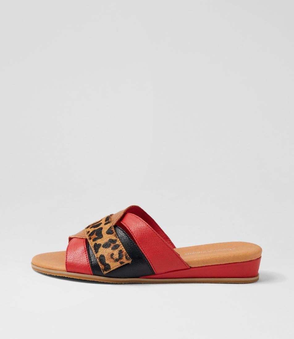 Harven Red Tan Leopard Multi Slides