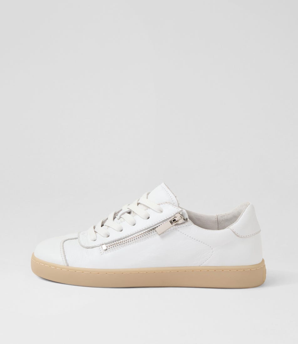 Hina White Beige Leather Sneakers