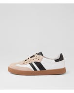 Hanni Beige White Black Suede Sneakers