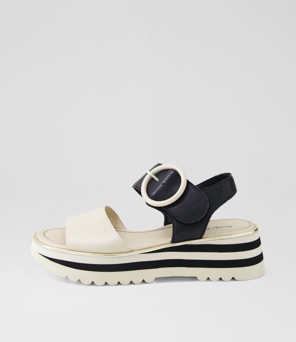 Harlows Milk Black Leather Sandals