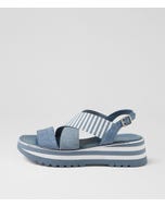 Hunters Blue Denim White Leather Sandals