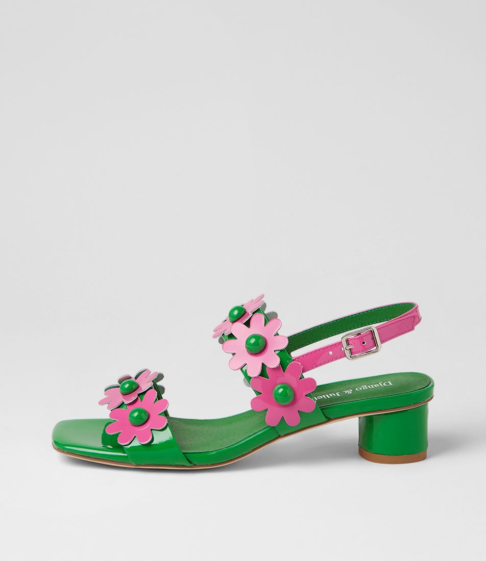 Hatsyl Emerald Pink Patent Leather Sandals