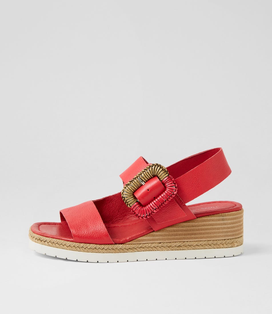 Innes Red Leather Sandals by Django & Juliette