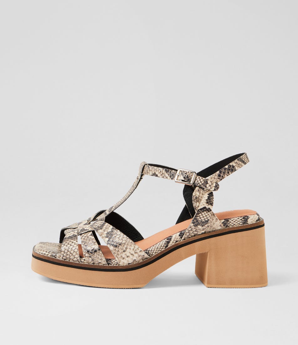 Jerseys Black Ivory Snake Leather Sandals