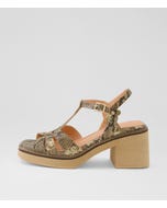 Jerseys Camel Choc Snake Leather Sandals