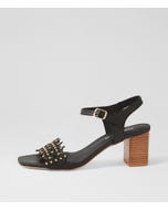 Joci Black Natural Heel Leather Sandals