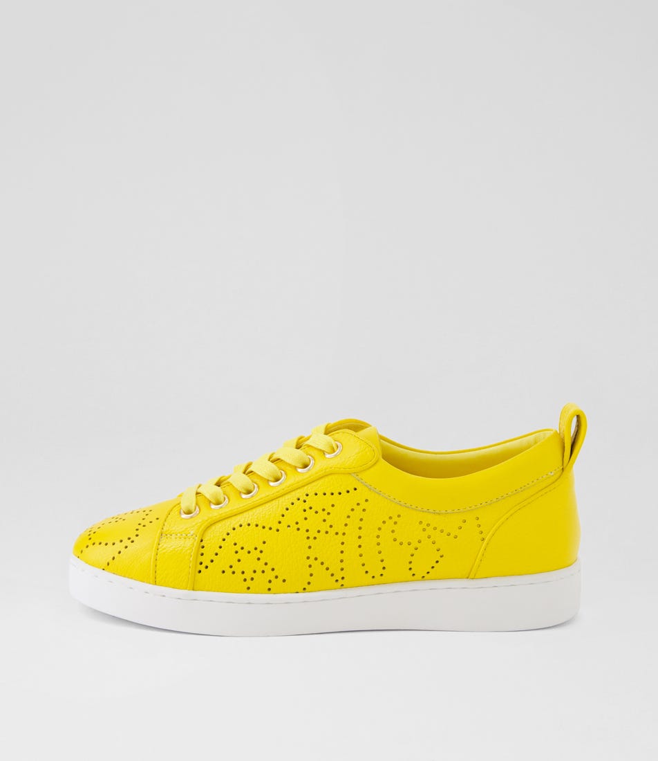 Jonella Bright Yellow White Leather Sneakers