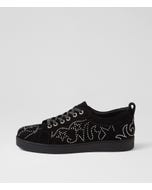 Jonell Black Silver Suede Jewels Sneakers