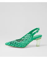 Kandee Light Lime Silver Suede Jewels Heels