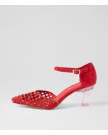 Kaitie Red Gold Suede Jewels Heels