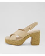 Kloria Camel Natural Leather Platform Sandals