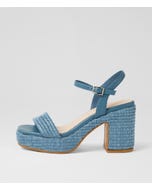 Kondry Denim Patent Synthetic Sandals