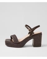 Kondry Choc Synthetic Raffia Leather Sandals