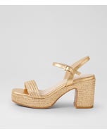 Kondry Gold Synthetic Raffia Leather Sandals