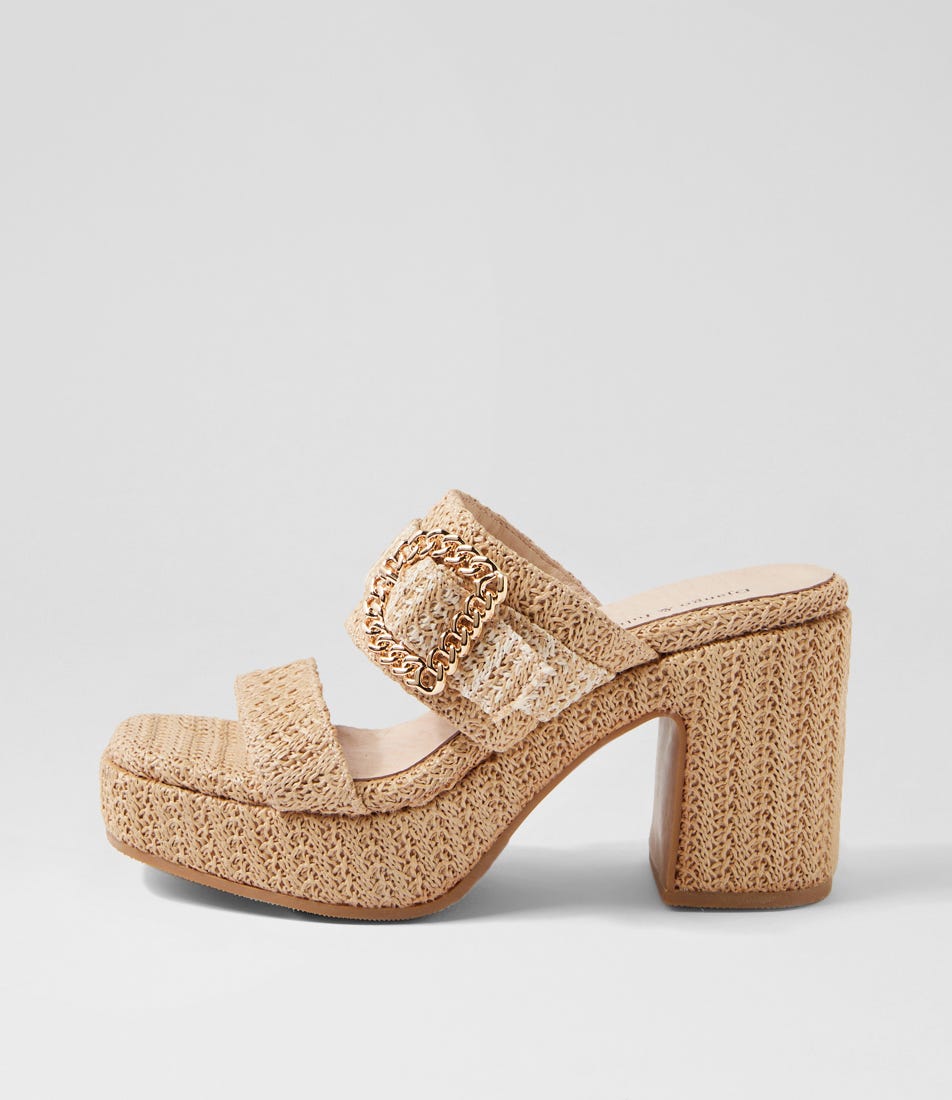 Klaire Natural White Fabric Sandals