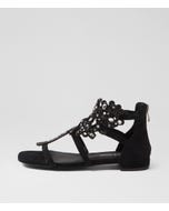 Meira Black Multi Suede Sandals
