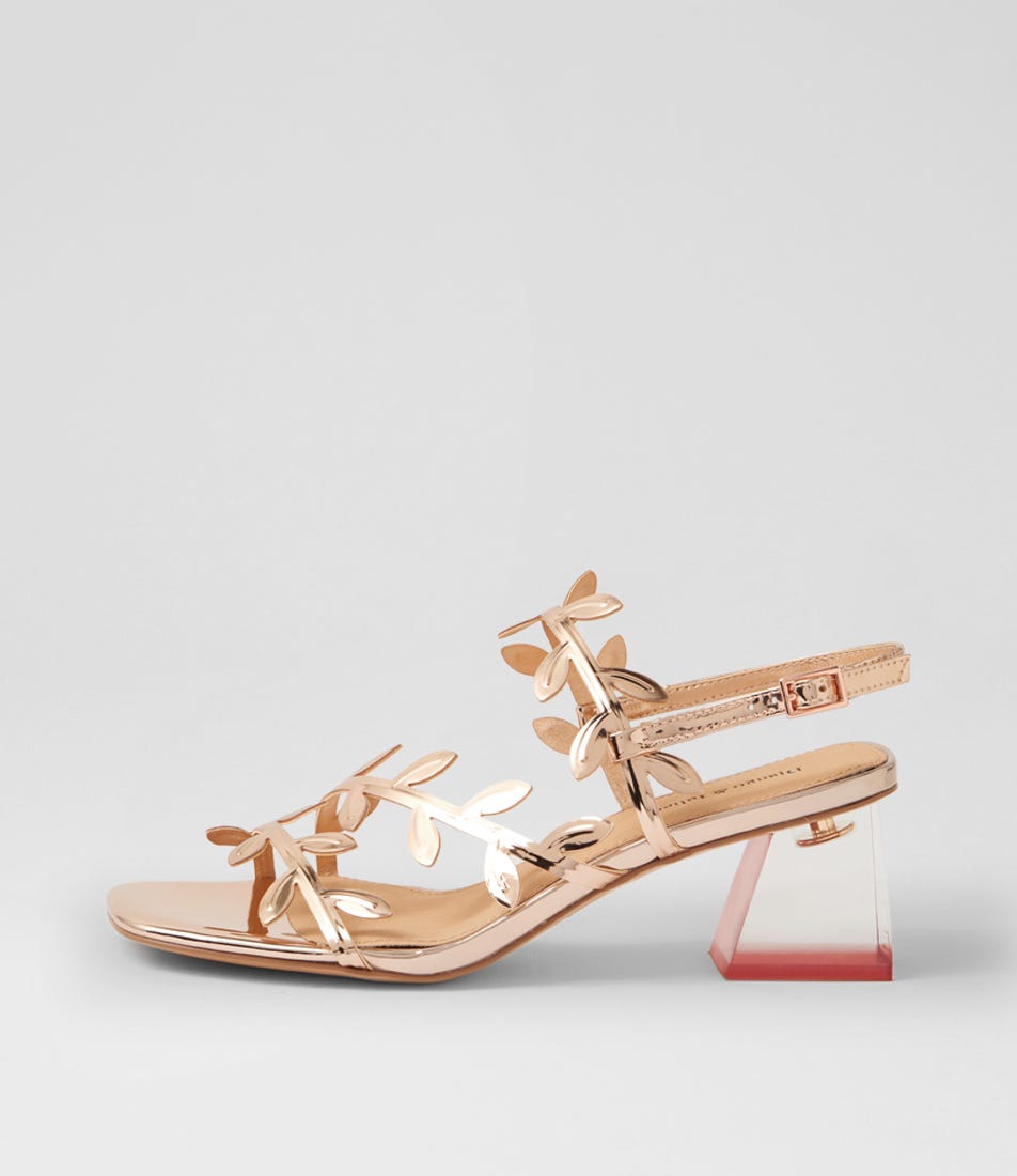 Morine Pale Rose Gold Shine Heeled Sandals