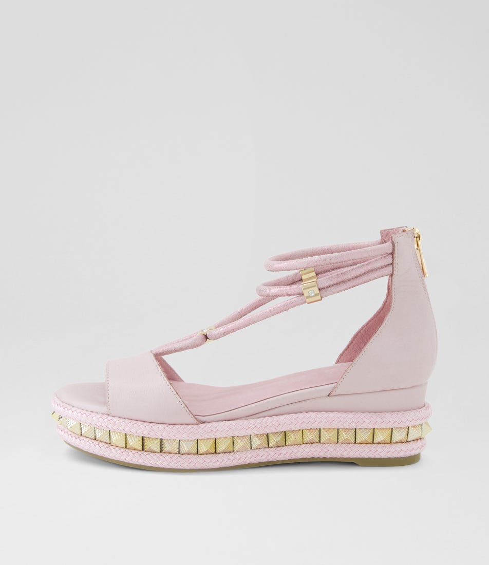 Miora Palest Pink Gold Leather Sandals