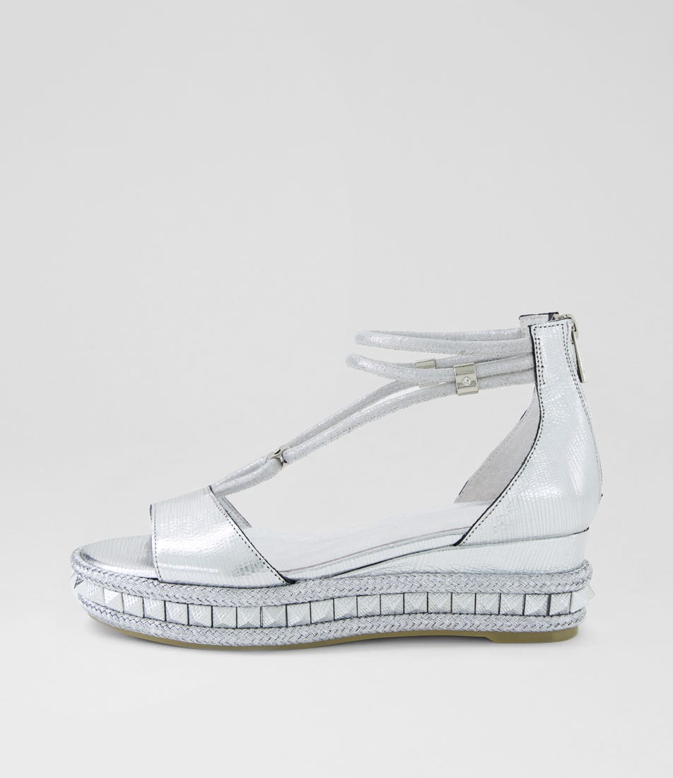 Miora Silver Print Leather Sandals