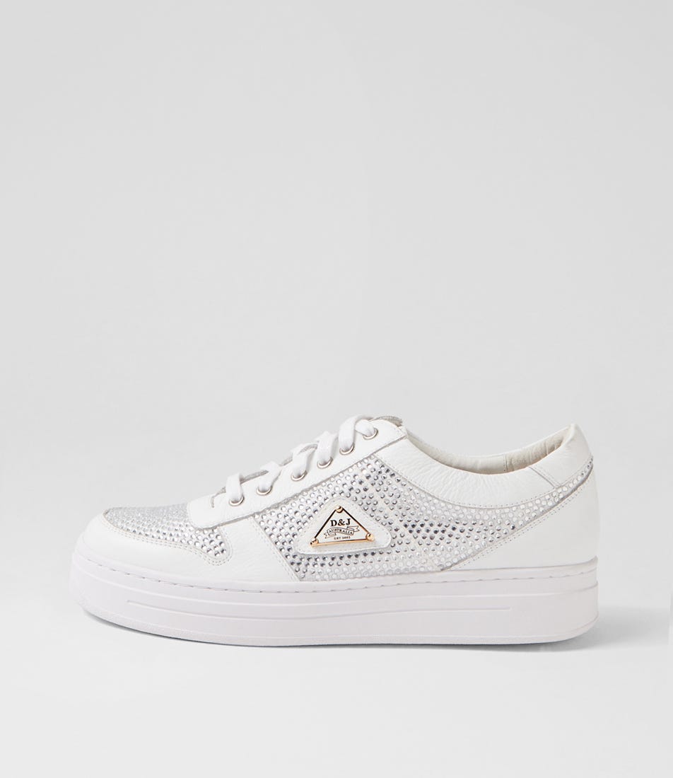 Nenna White Silver Leather Jewels Sneakers