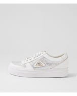 Nenna White Silver Leather Jewels Sneakers