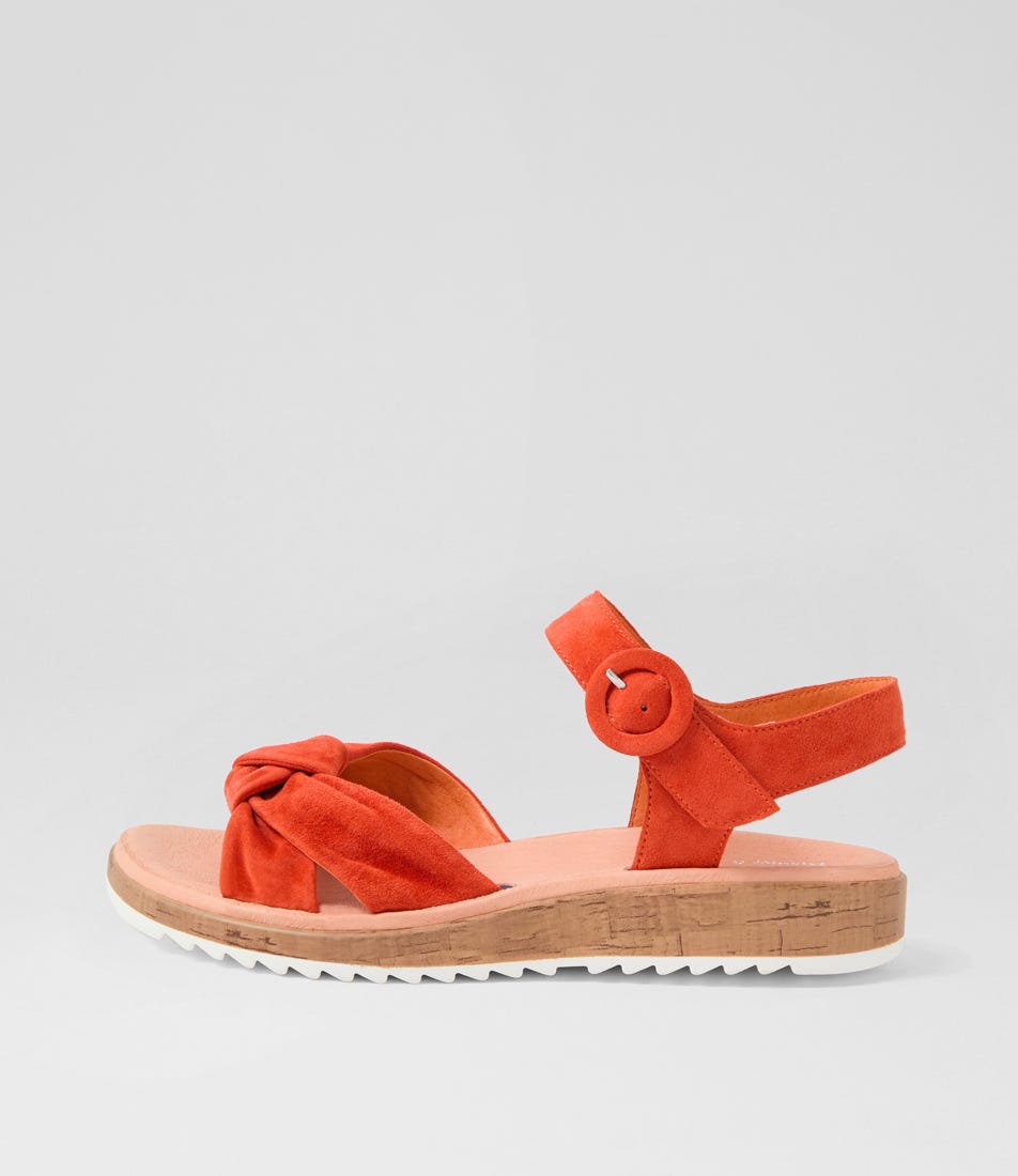 Ohiosy Orange White Suede Sandals